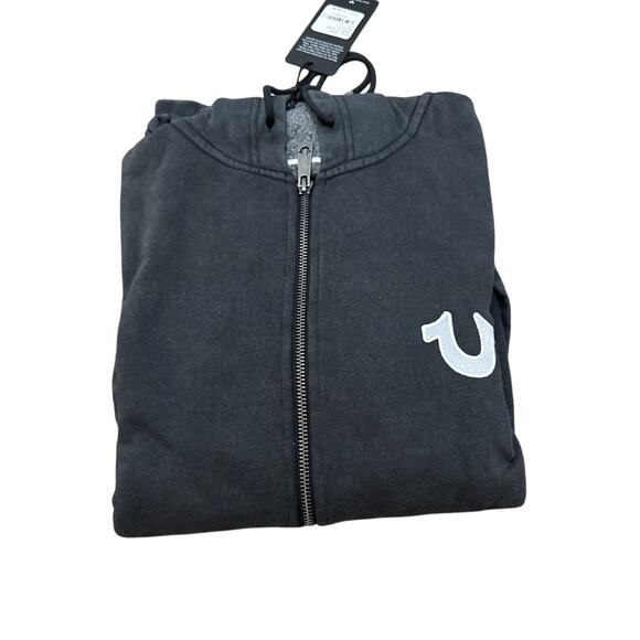 True Religion TRUE LOGO TRIM TRACK JACKET Black size Large New with tags - Picture 1 of 5